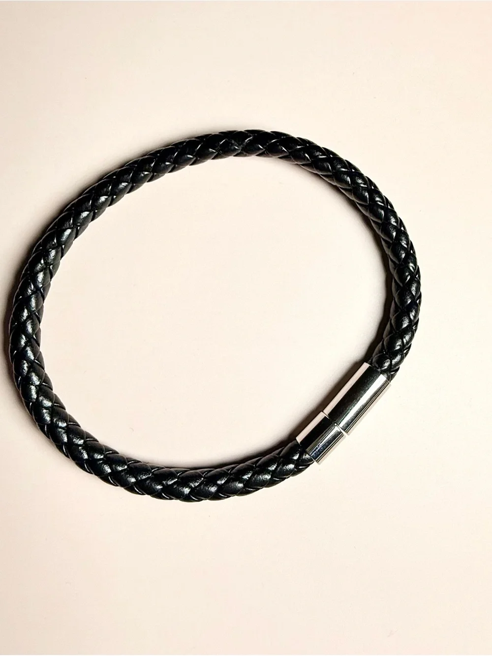 Black Braided Leather Magnetic Bracelet for Men